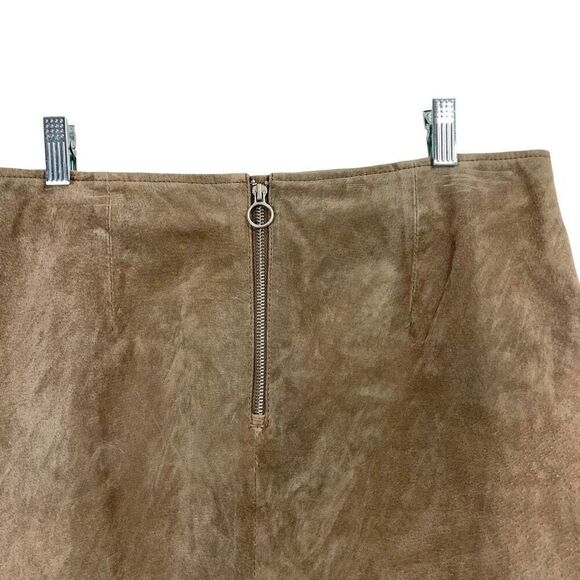Blank NYC 100% genuine suede leather mini skirt Size 31 brown - Picture 3 of 9